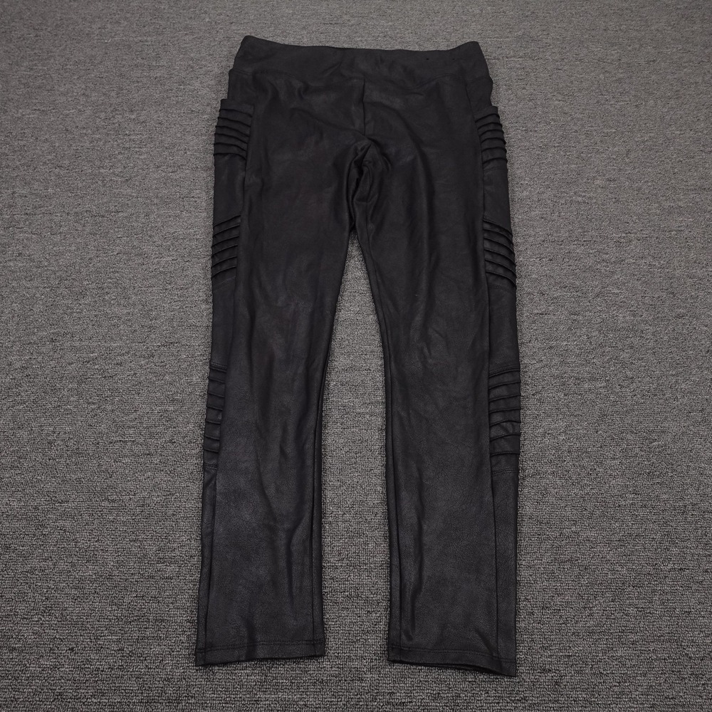 Simply Vera Vera Wang Leggings XL Black Faux Leather Moto High Rise Y2k